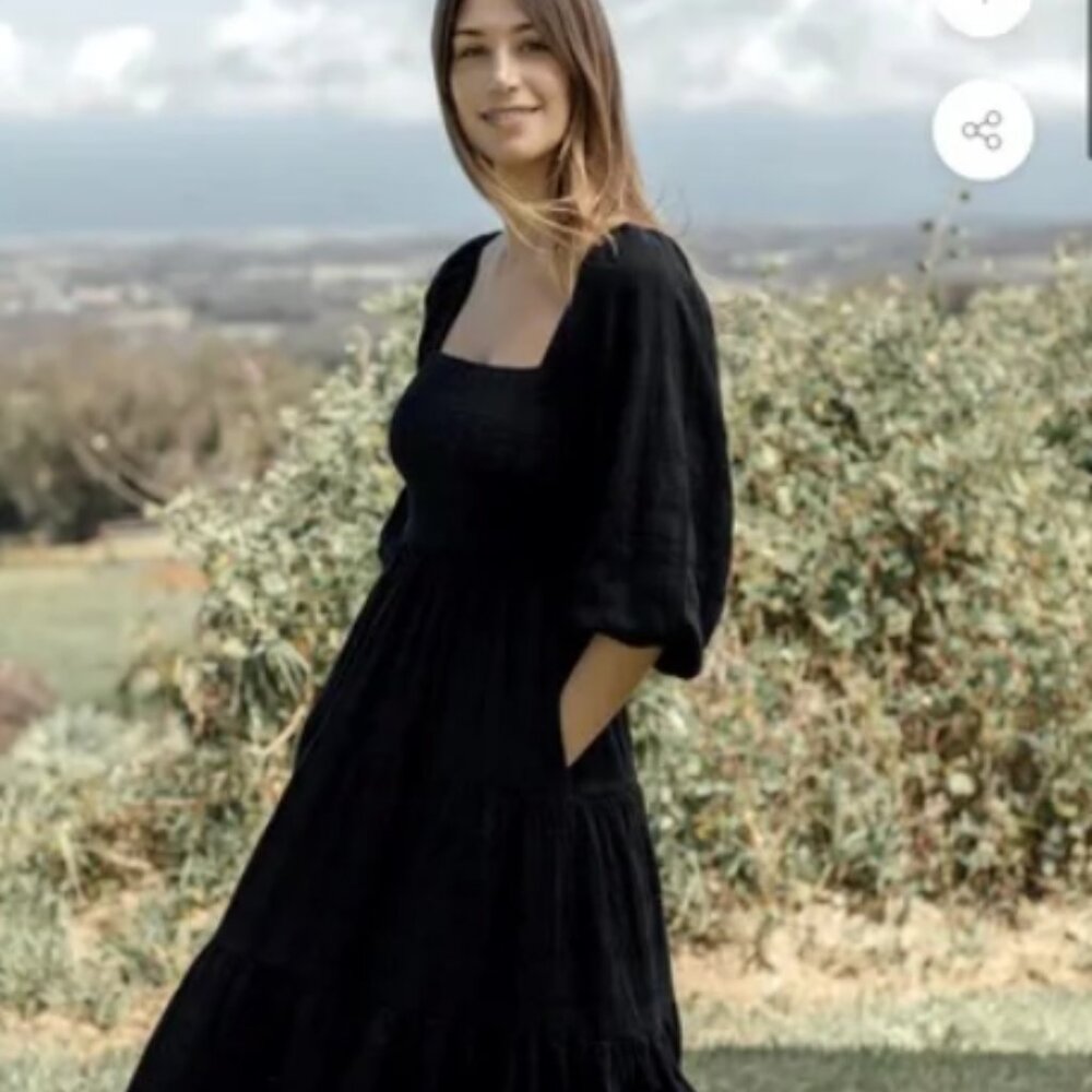 Neuflora Vermont black cotton dress small